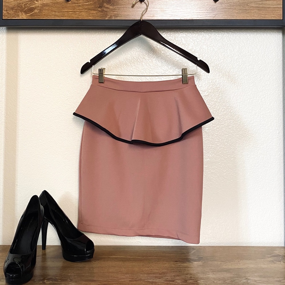 Light Pink Peplum Pencil Skirt